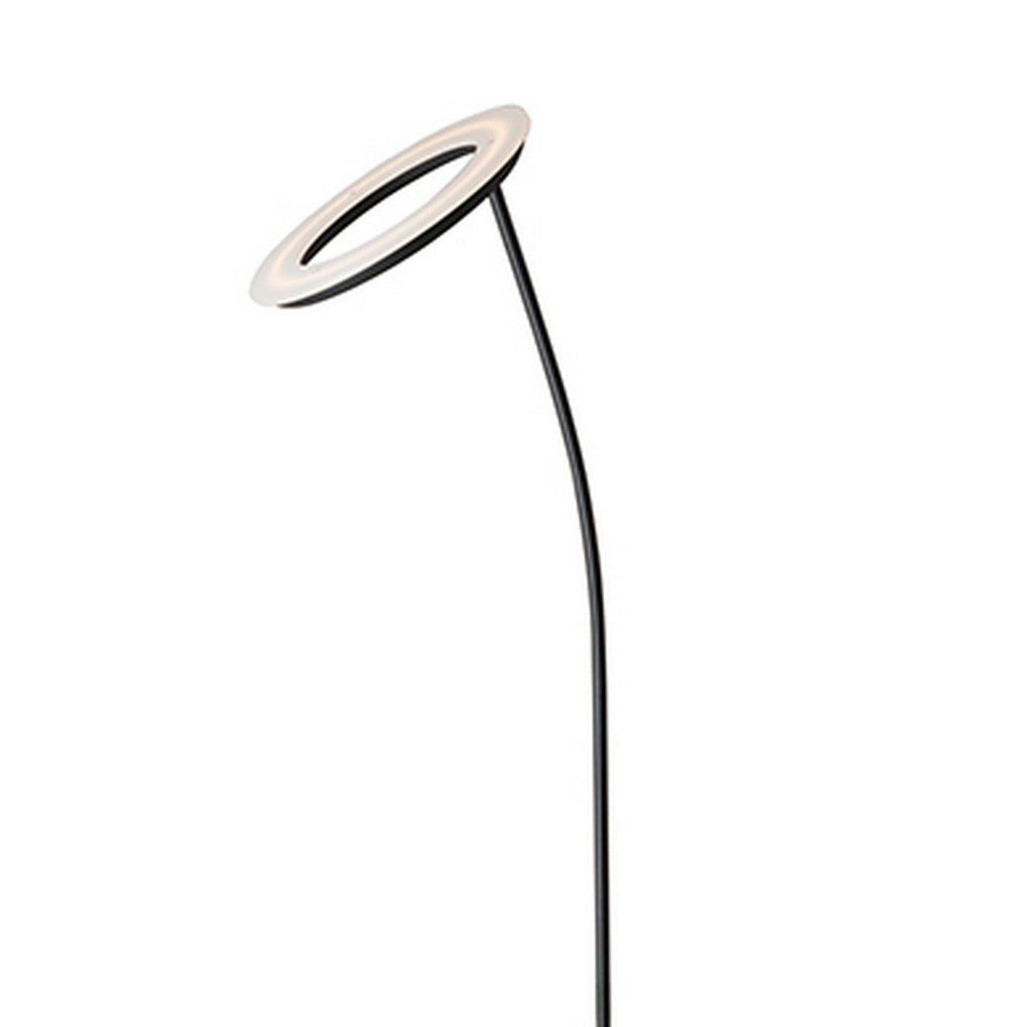 Torchiere Floor Lamp With Adjustable Disk Shade And Sleek Body Black