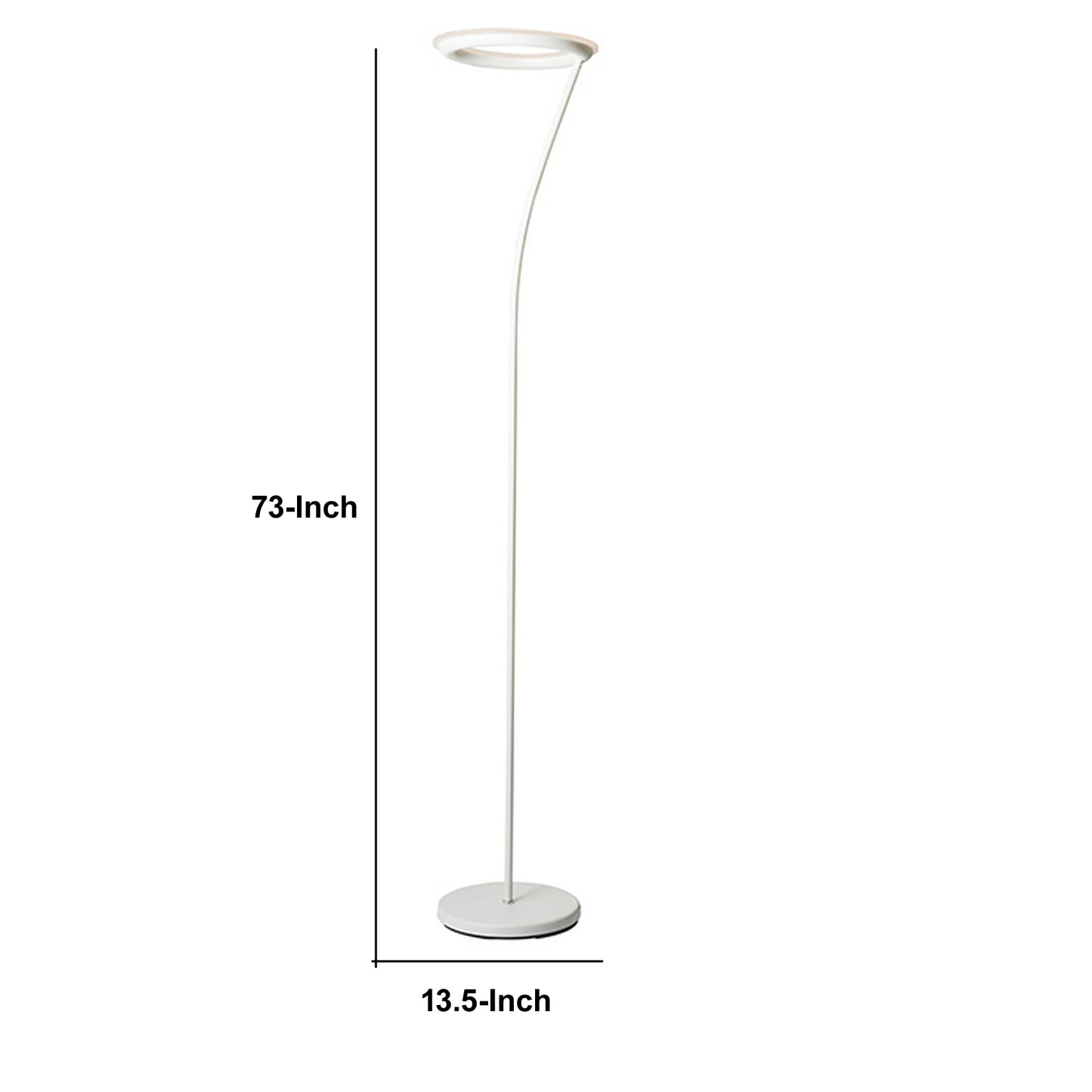 Torchiere Floor Lamp With Adjustable Disk Shade And Sleek Body White
