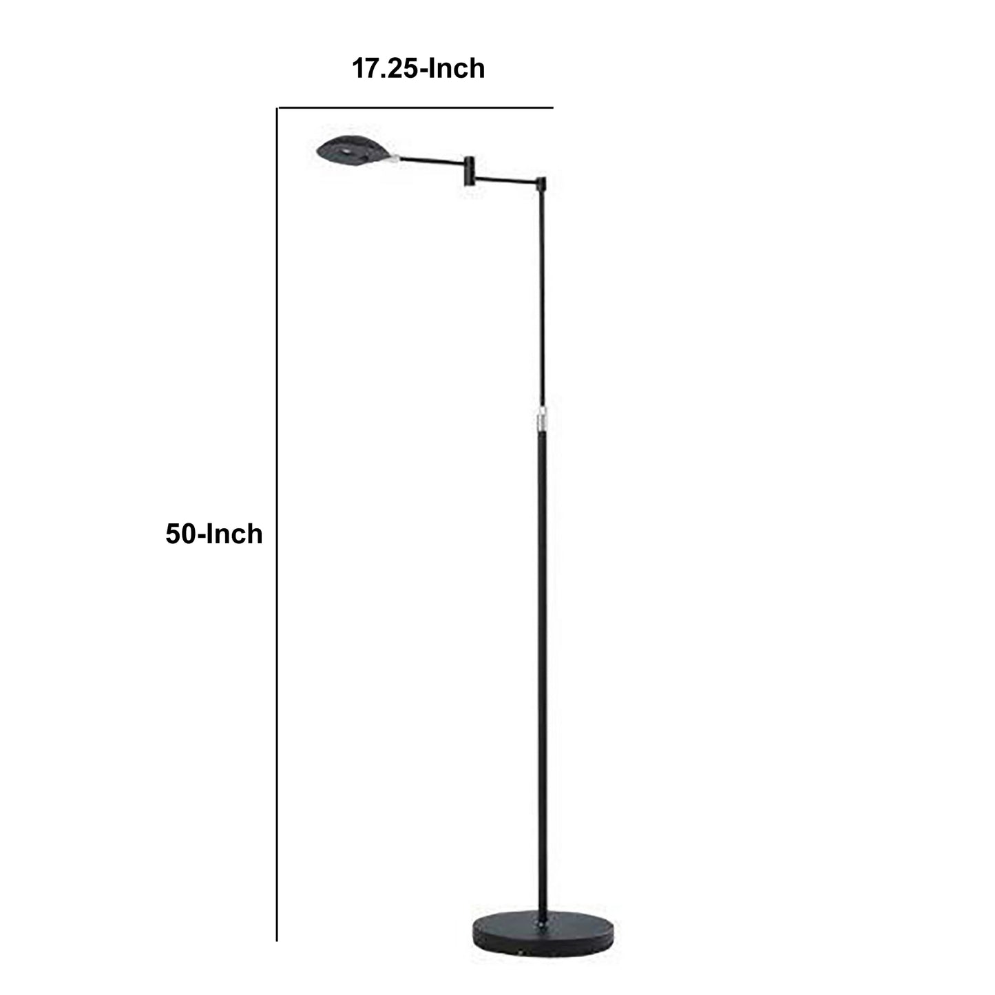 Floor Lamp With Adjustable Swing Arm And Height Black