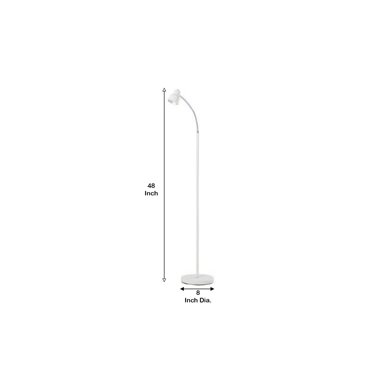 Floor Lamp With Adjustable And Bendable Gooseneck White