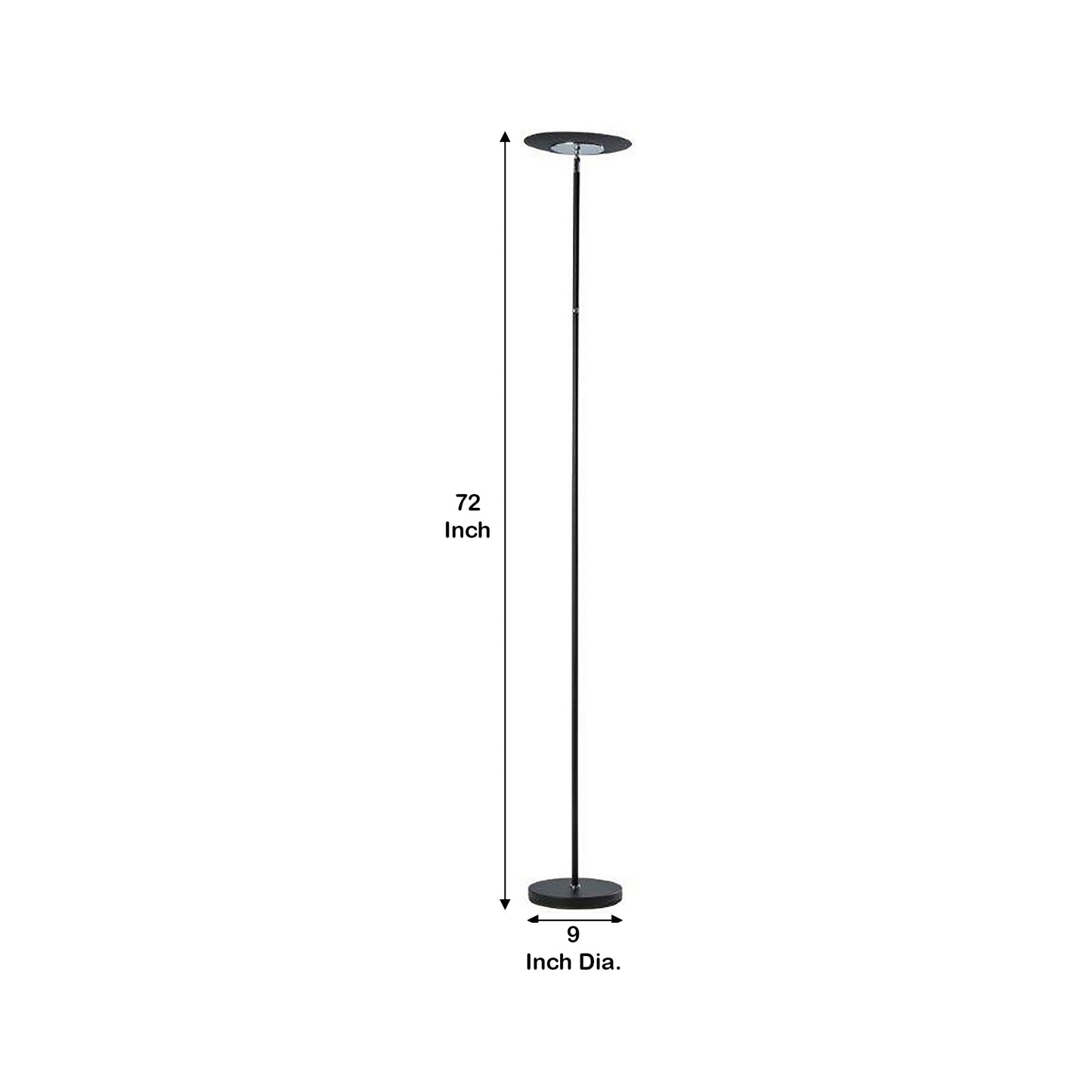 Floor Lamp With Adjustable Torchiere Head And Sleek Metal Body Black