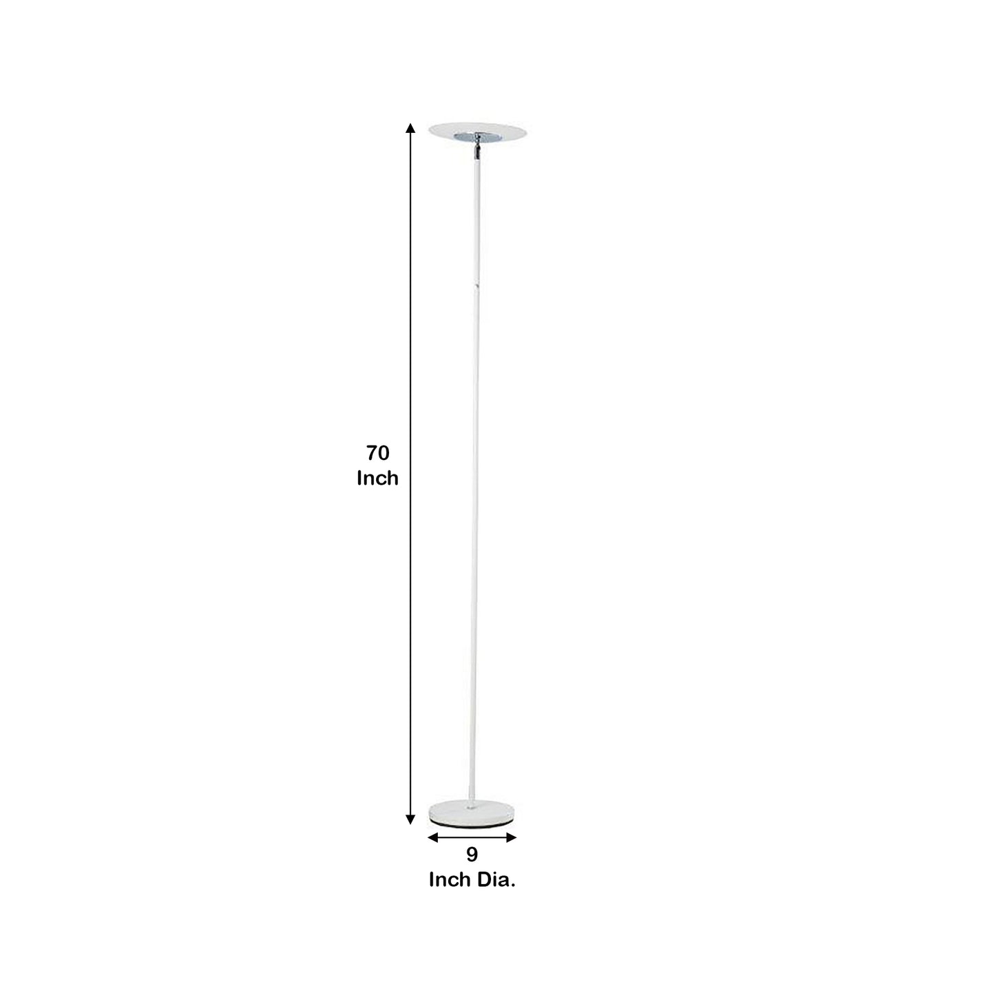 Floor Lamp With Adjustable Torchiere Head And Sleek Metal Body White