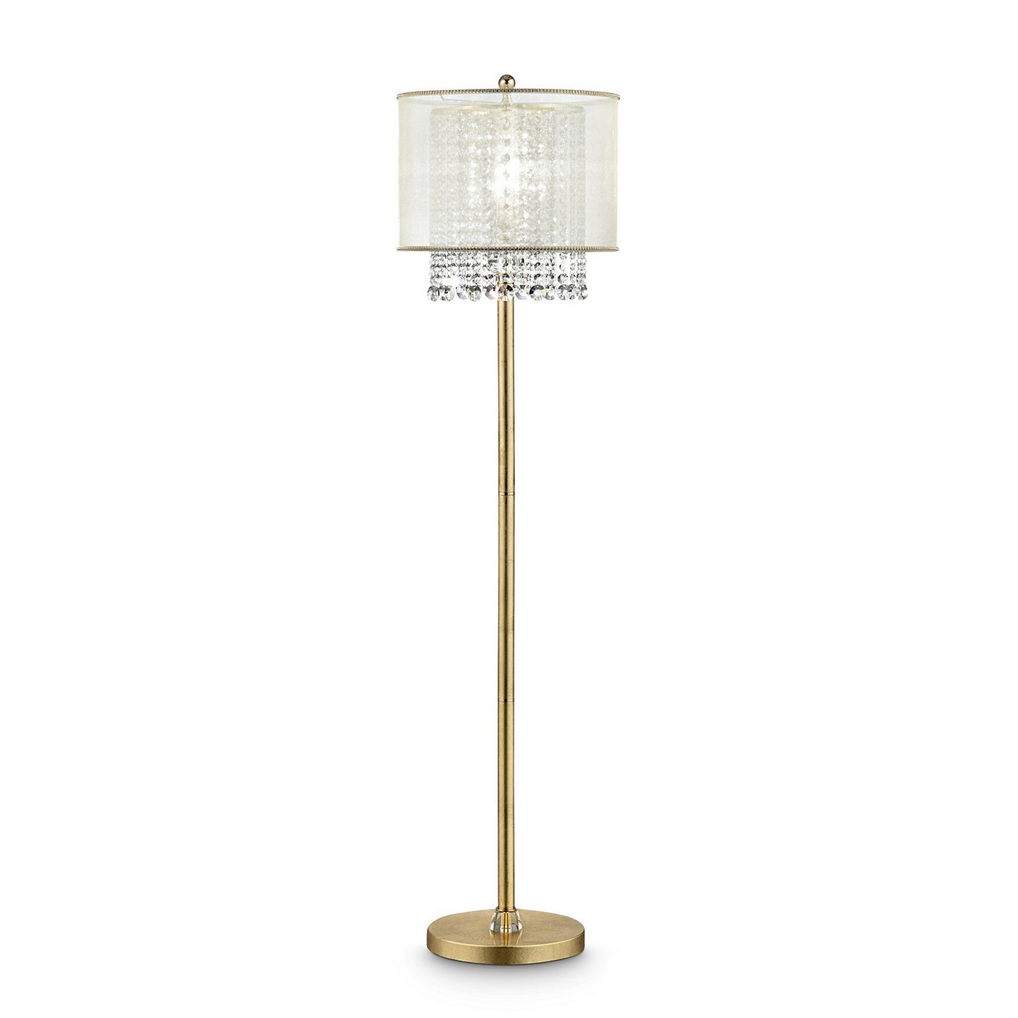 Floor Lamp With Hanging Crystal Accents White And Gold