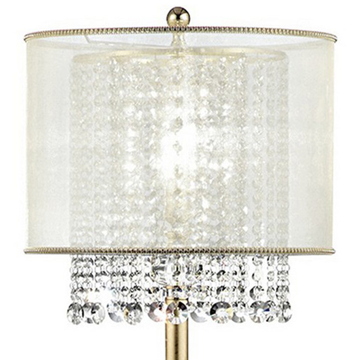 Floor Lamp With Hanging Crystal Accents White And Gold