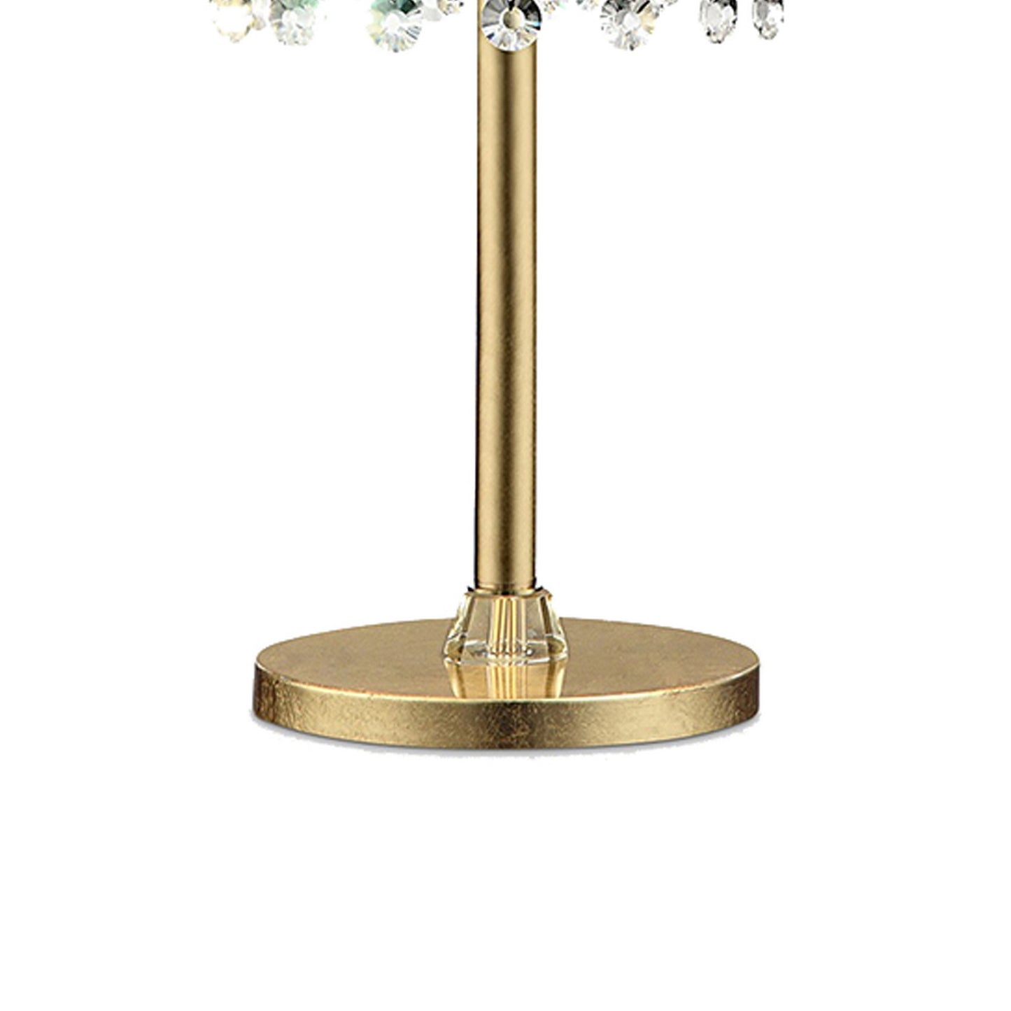 Table Lamp with Hanging Crystal Accents White and Gold