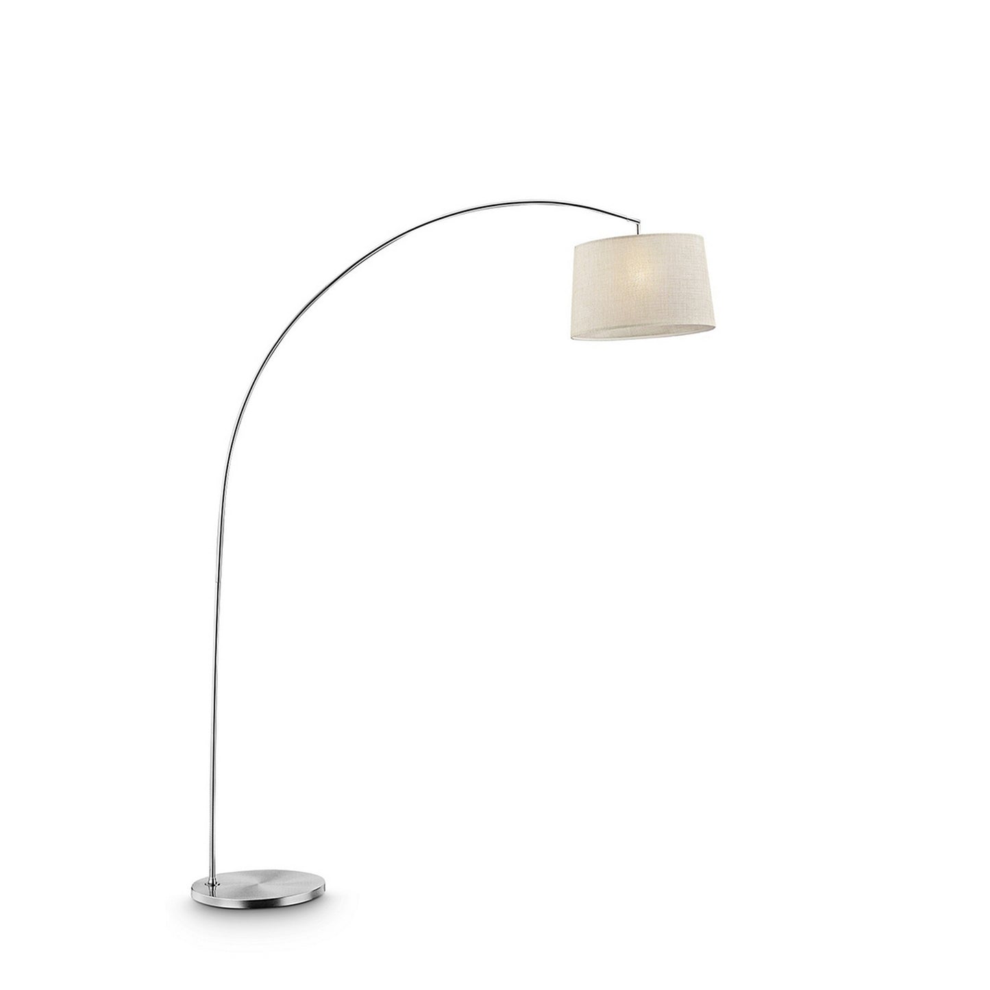Floor Lamp With Arched Metal Body Silver And Beige
