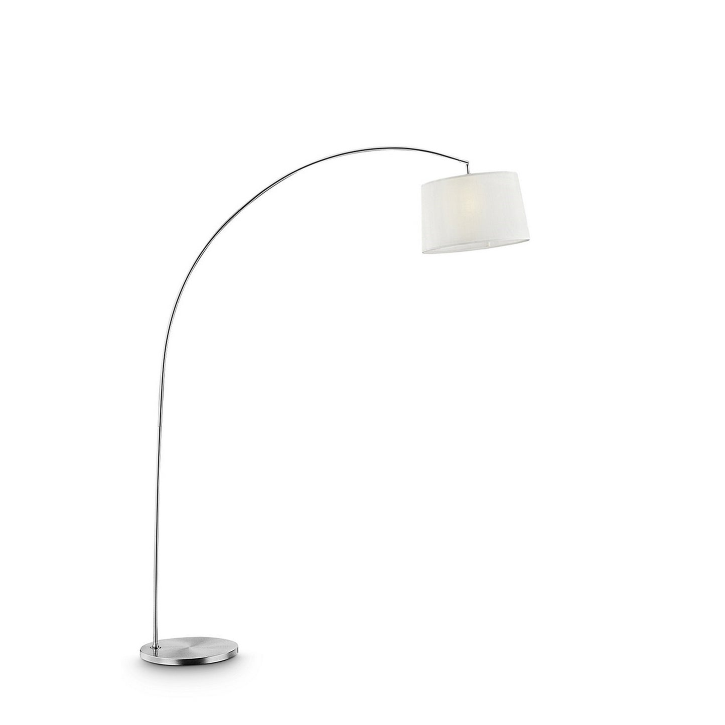 Floor Lamp With Arched Metal Body Silver And White