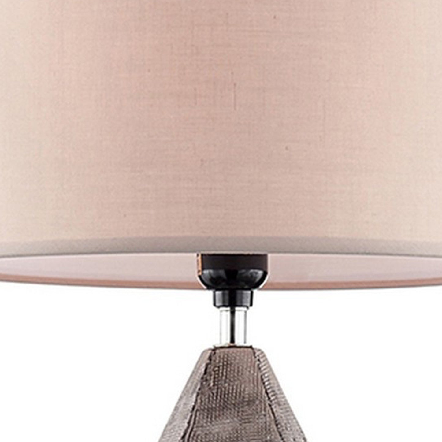 Table Lamp with Faceted Ceramic Body Gray and Beige