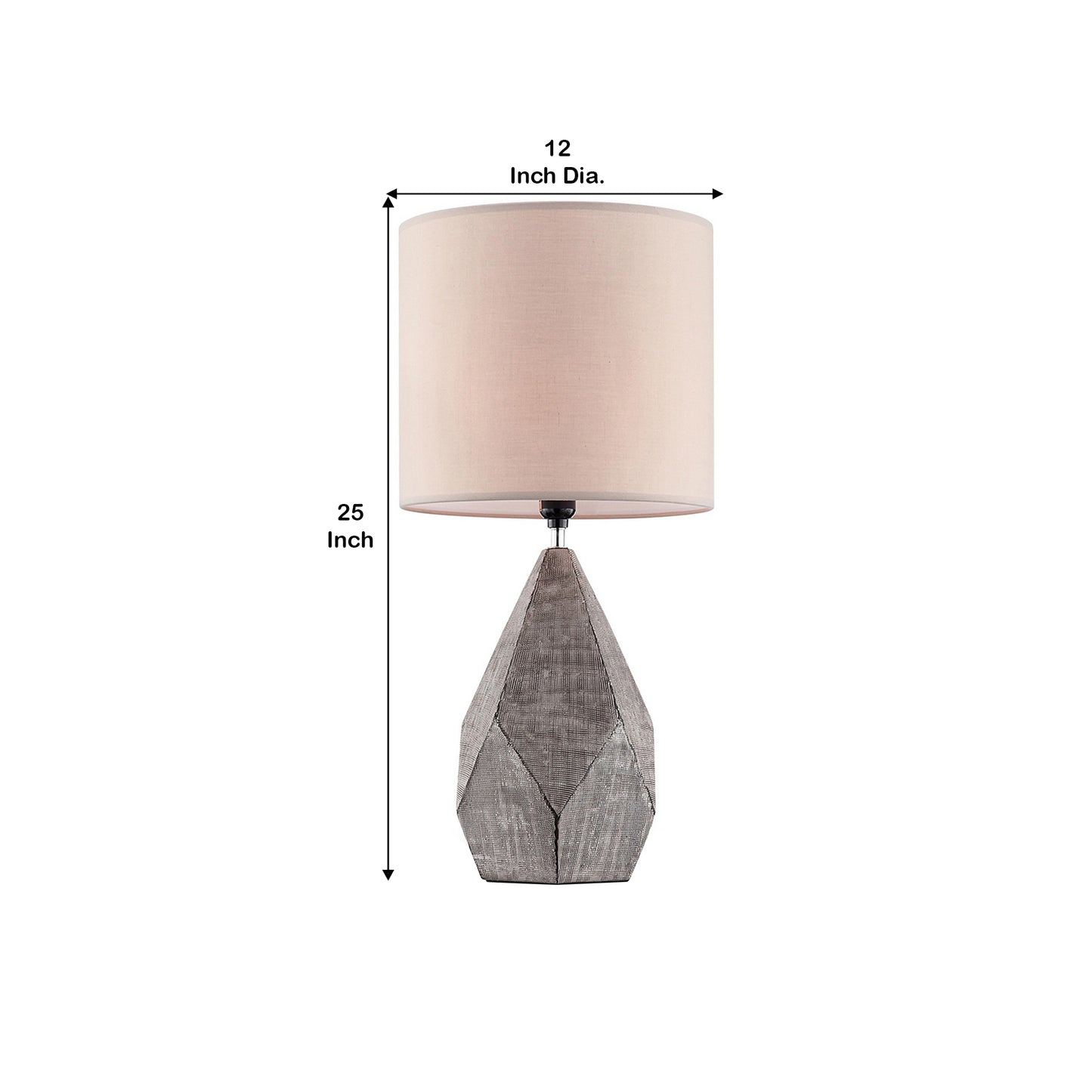Table Lamp with Faceted Ceramic Body Gray and Beige