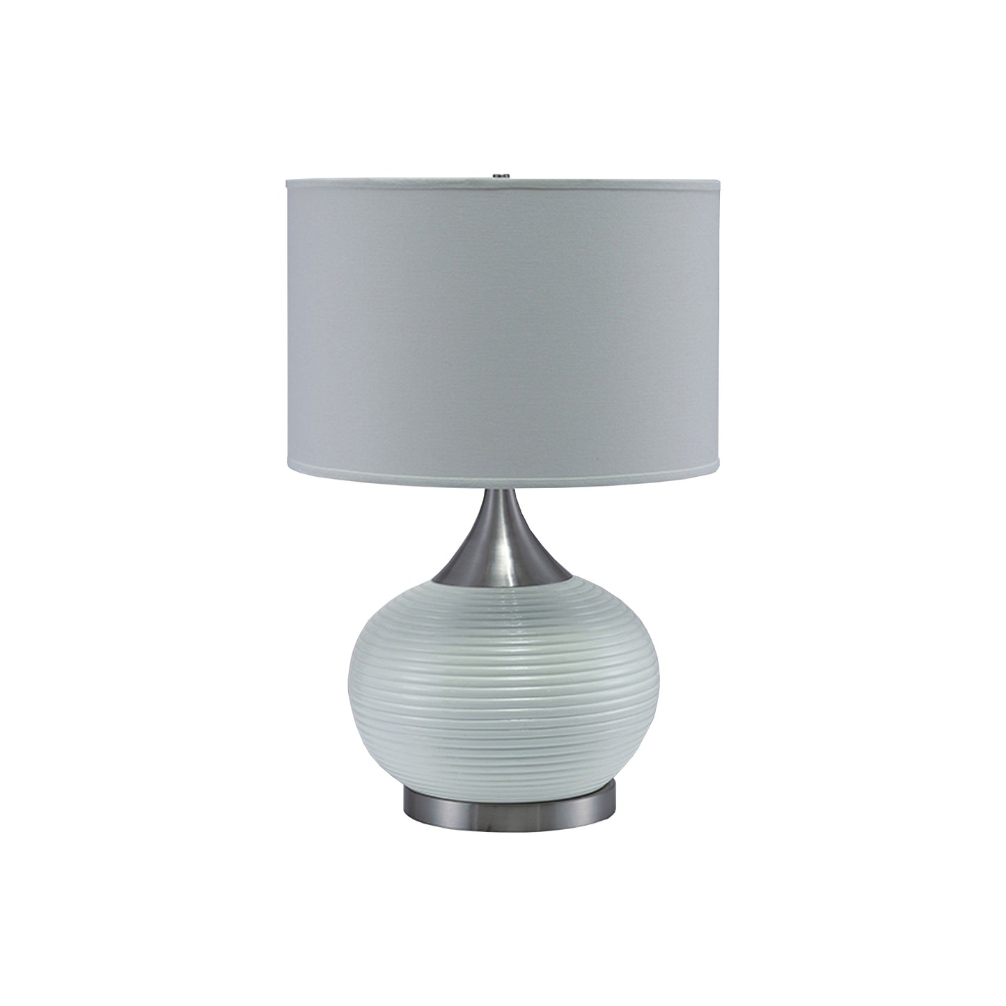 Table Lamp with Pot Bellied Ceramic Body Gray and White