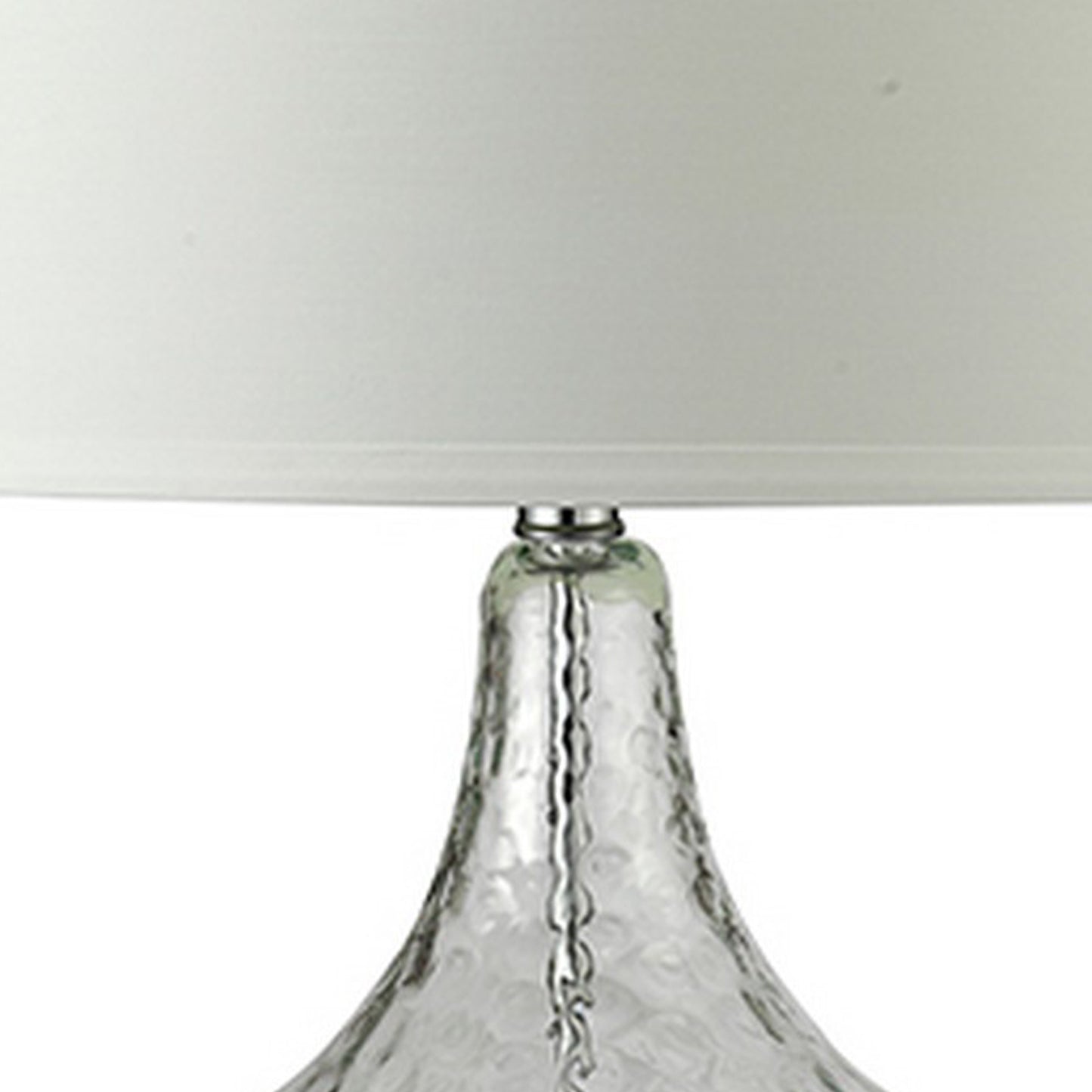 Table Lamp with Pot Bellied Glass Body Clear and White