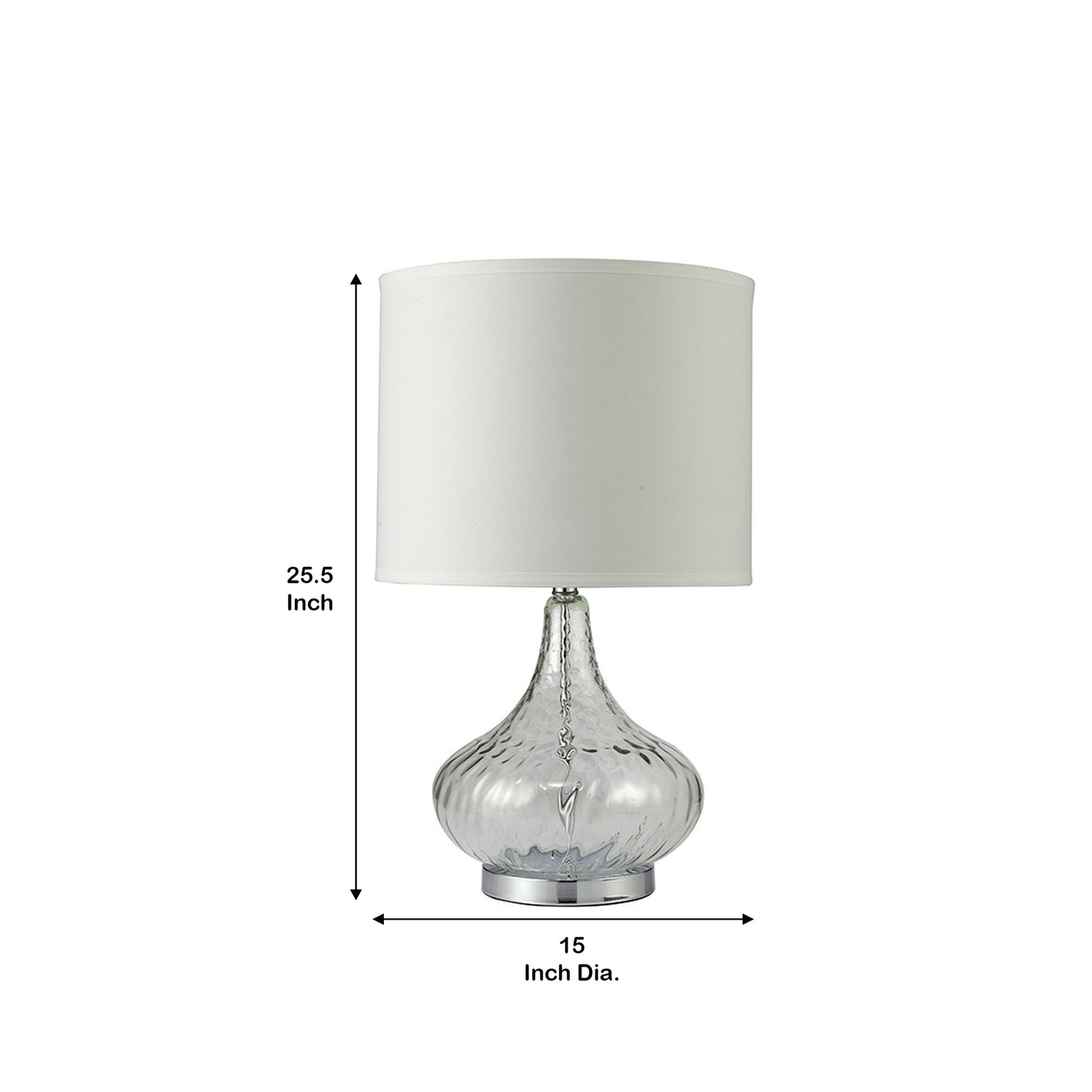 Table Lamp with Pot Bellied Glass Body Clear and White
