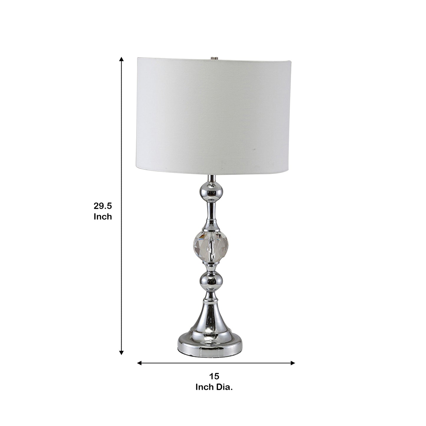 Table Lamp with Metal and Crystal Accents Silver and White