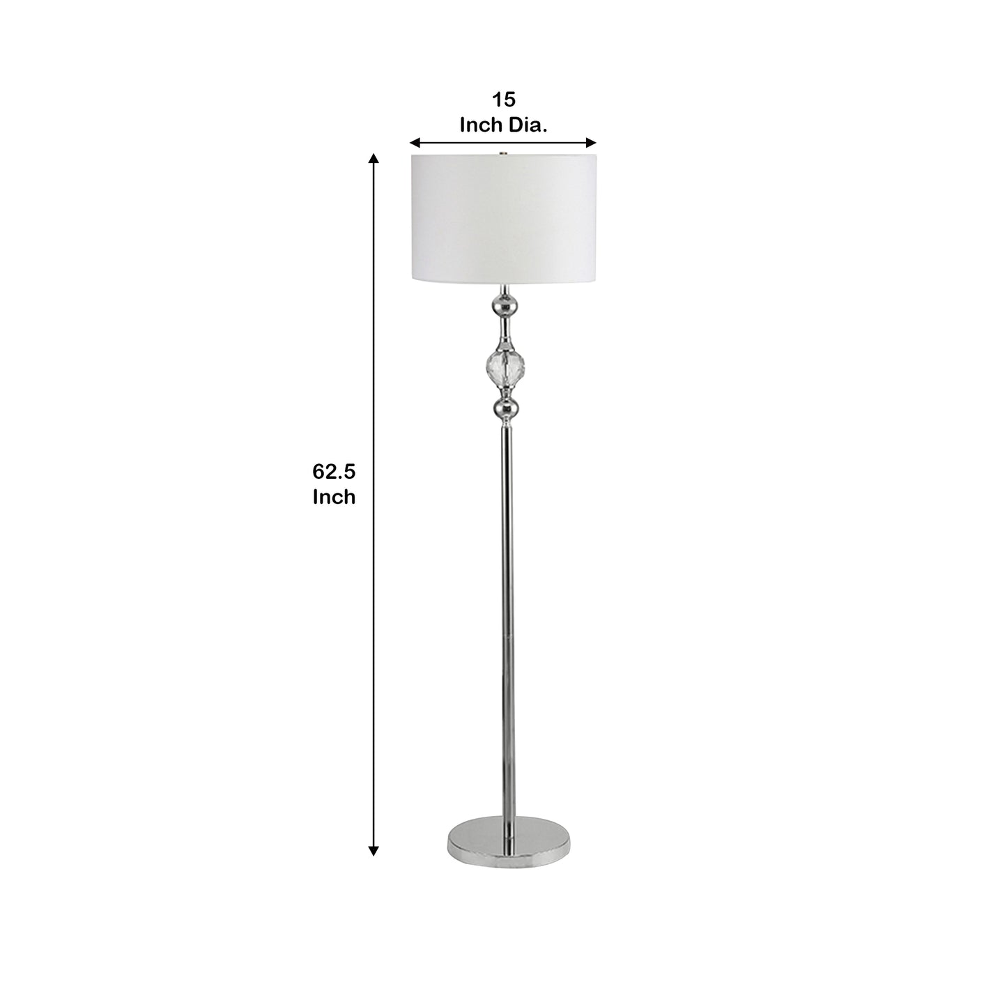 Floor Lamp With Metal Frame And Crystal Accent White