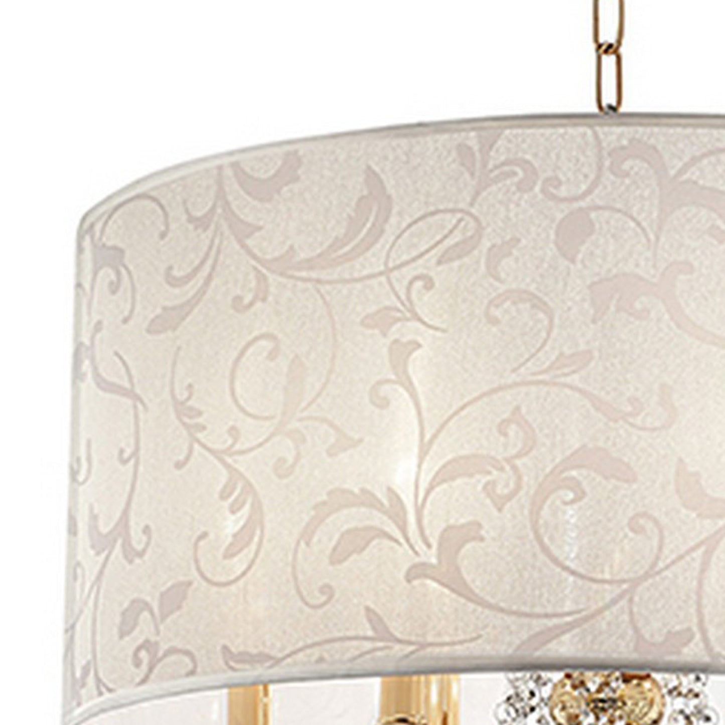 Ceiling Lamp with Crystal Accent and Baroque Style Shade Gold