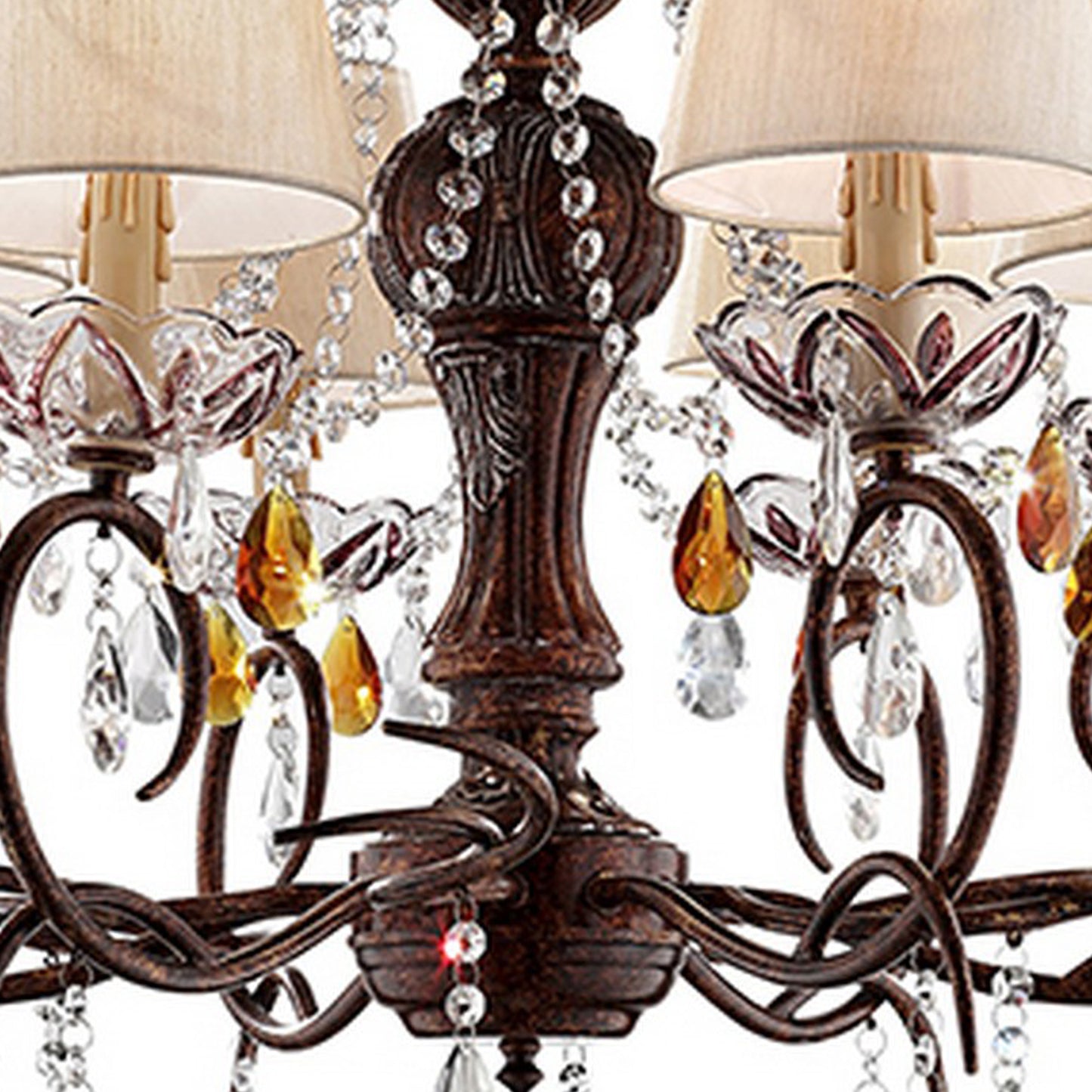 Ceiling Lamp with Scrolled Frame and 6 Bell Shade Bronze