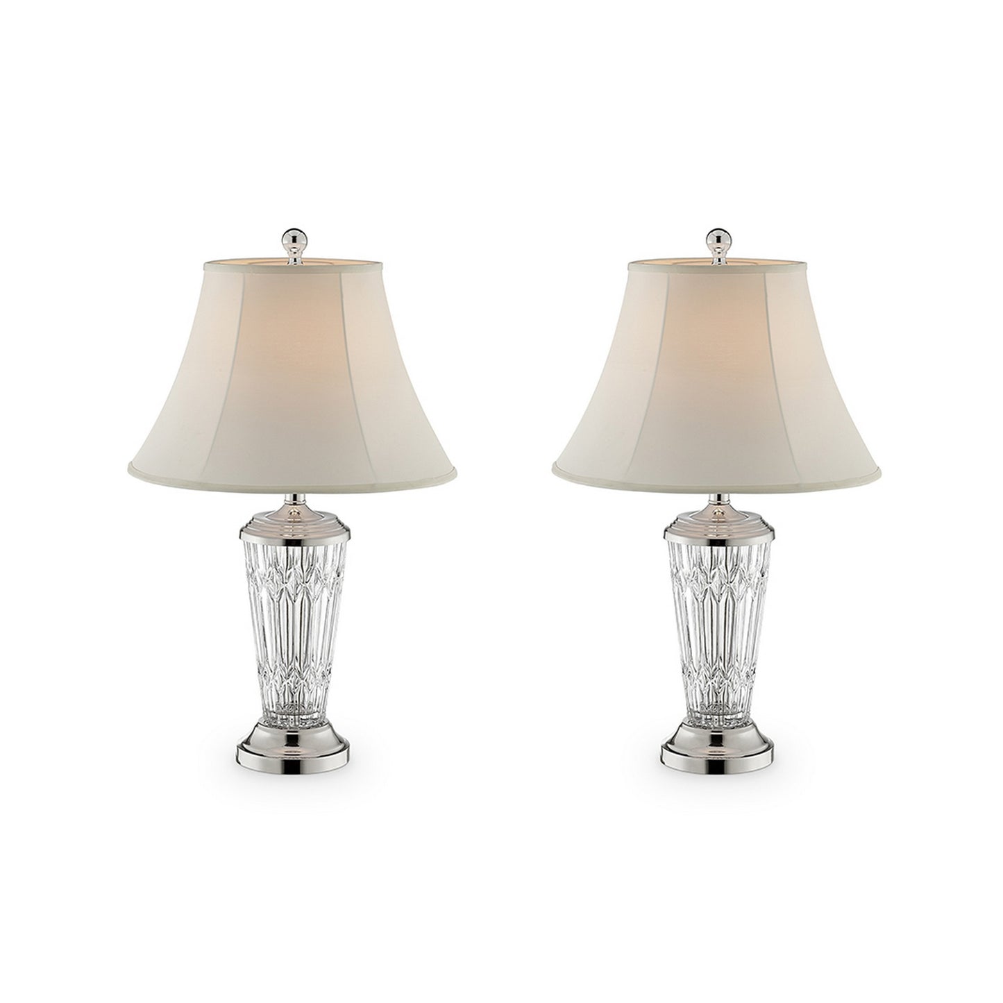 Table Lamp with Semi Fluted Glass Base Set of 2 Off White