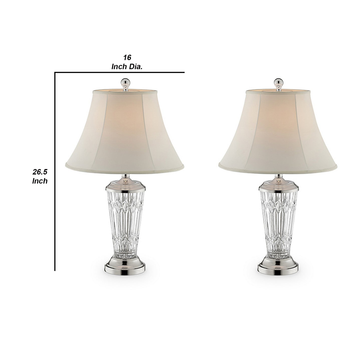Table Lamp with Semi Fluted Glass Base Set of 2 Off White