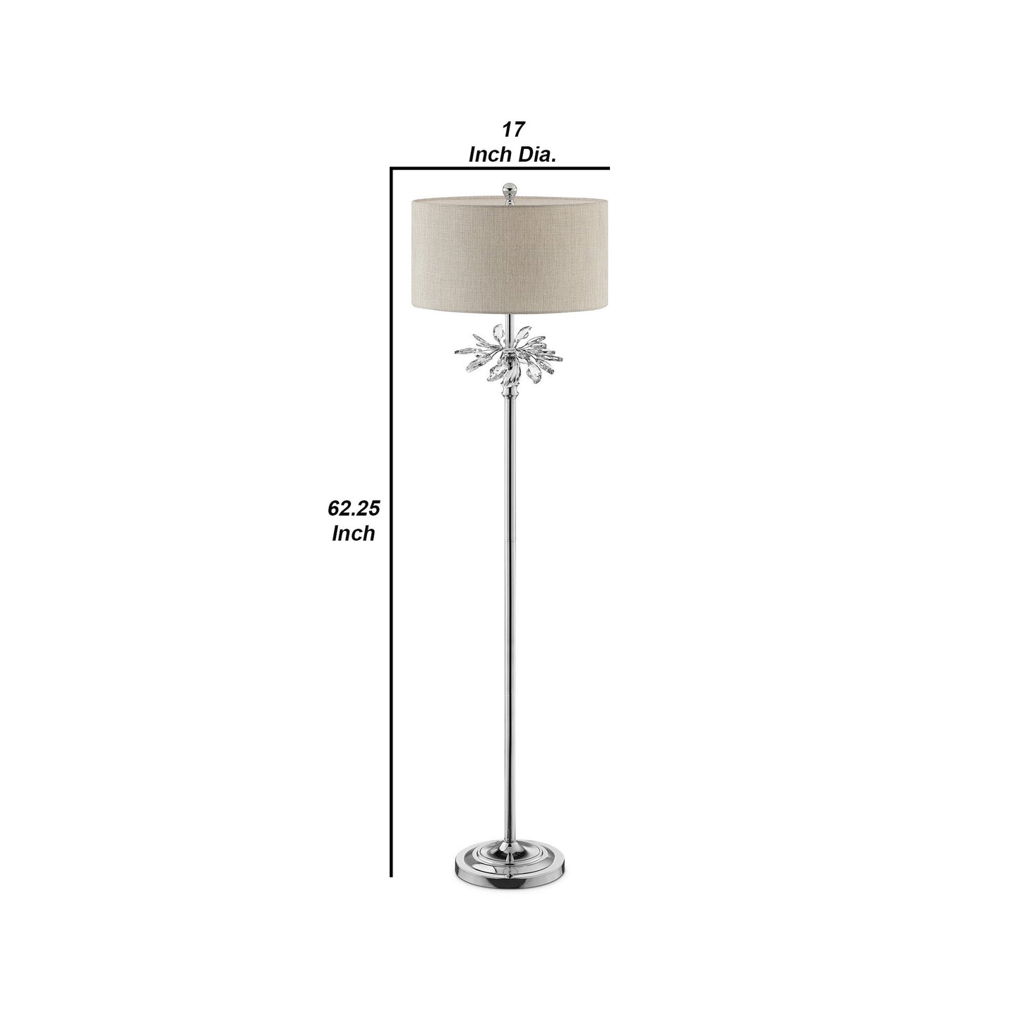 Floor Lamp With Starburst Crystal Accent Gray And Silver