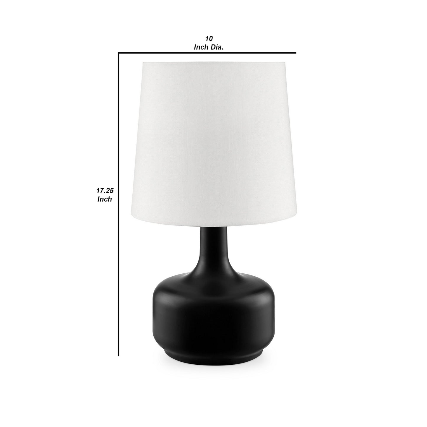 Table Lamp with Teardrop Metal Base and Fabric Shade Black