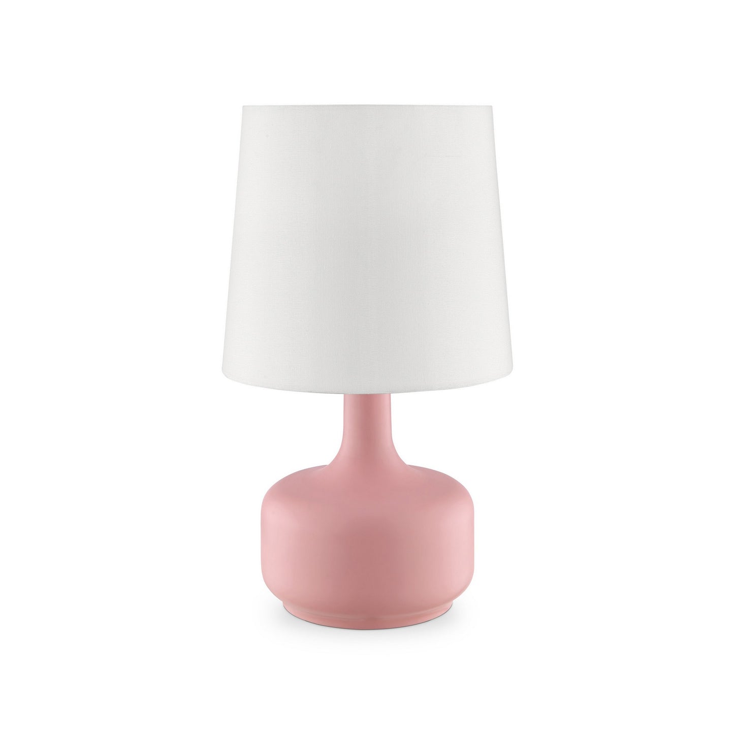 Table Lamp with Teardrop Metal Base and Fabric Shade Pink