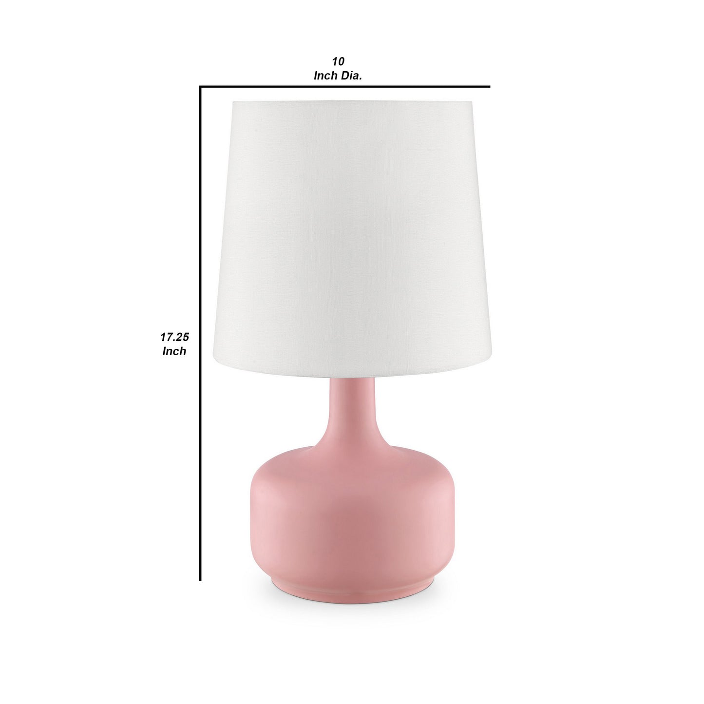 Table Lamp with Teardrop Metal Base and Fabric Shade Pink
