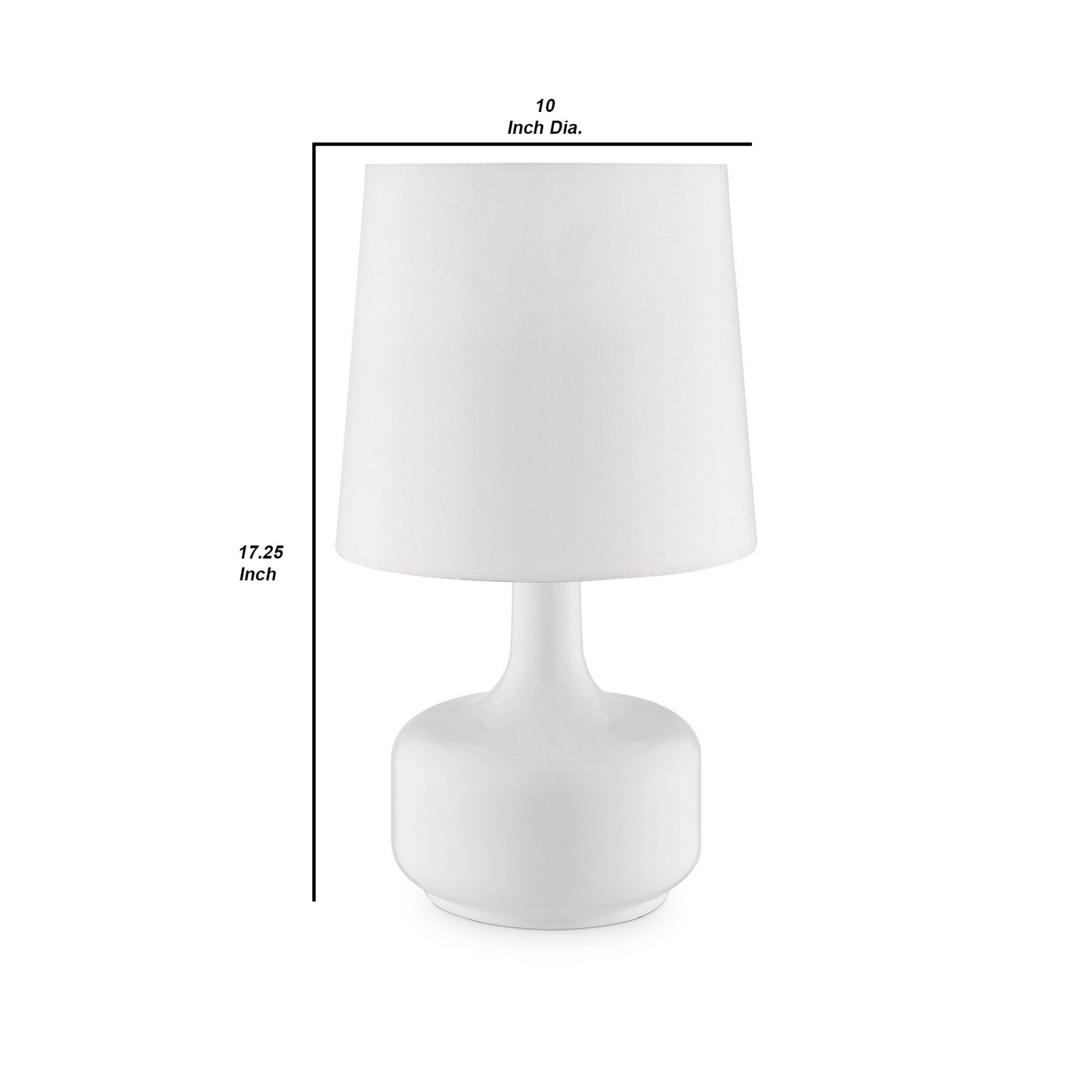 Table Lamp with Teardrop Metal Base and Fabric Shade White