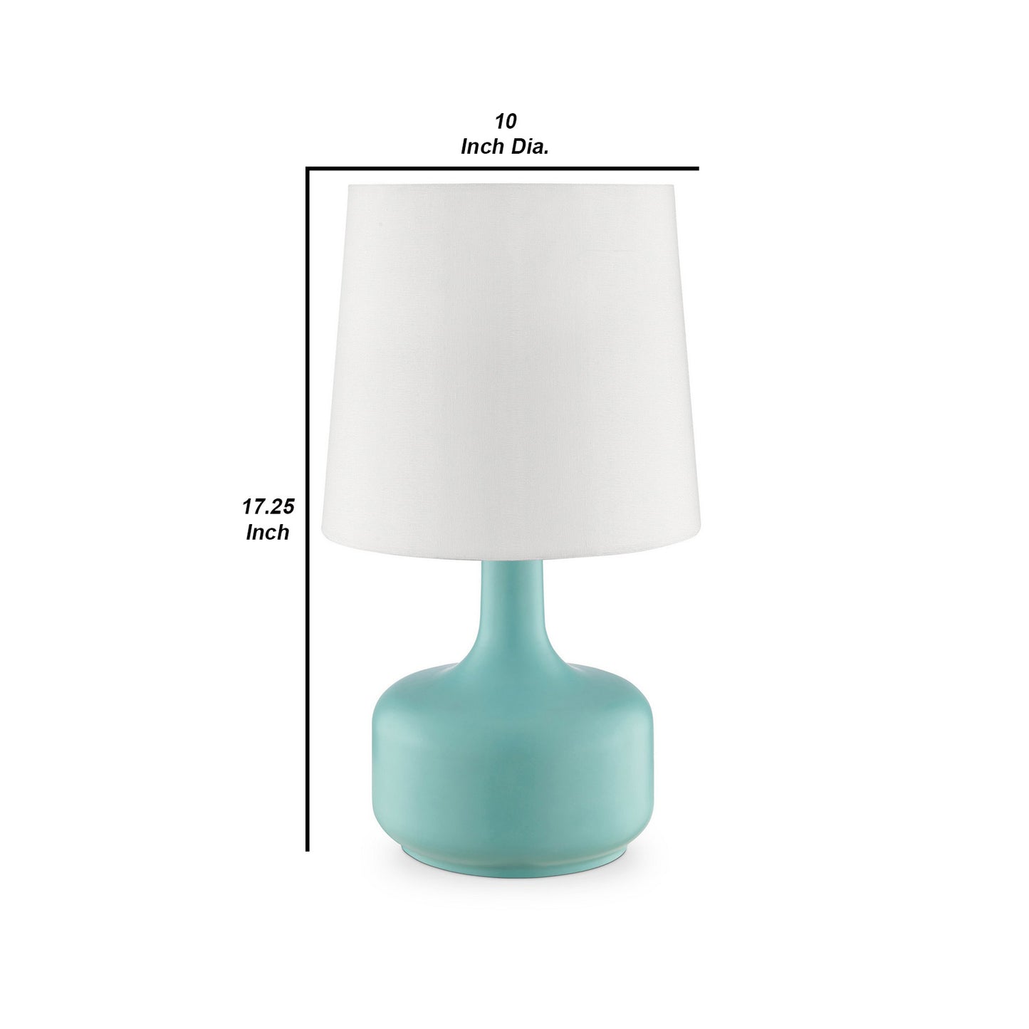 Table Lamp with Teardrop Metal Base and Fabric Shade Green