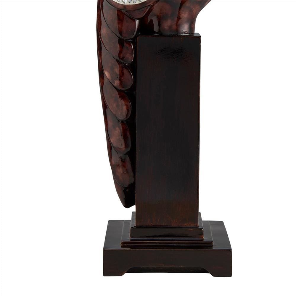 Accent Decor With Crane Bird Design With Crackle Glass Finish Brown