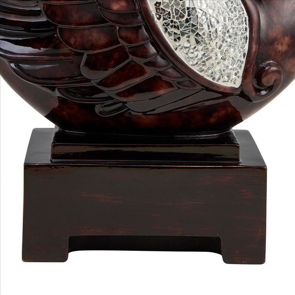 Accent Decor With Swan Design And Crackle Glass Accent Brown