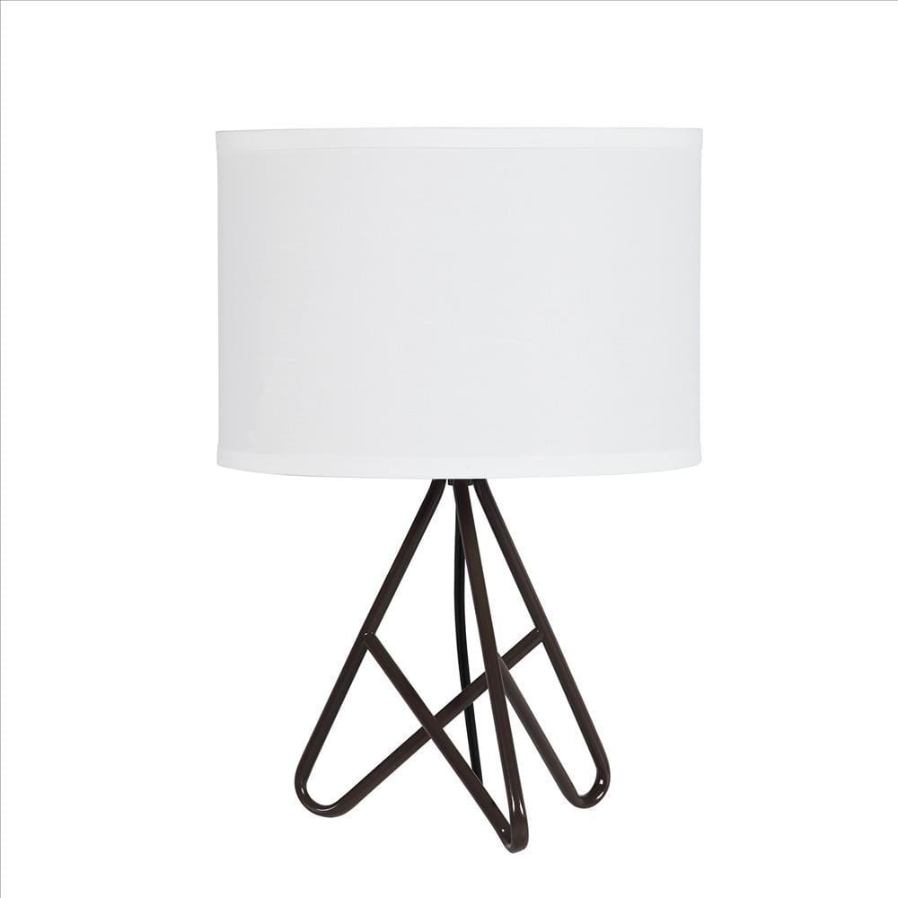 Angled Hairpin Base Metal Table Lamp with Fabric Shade Black