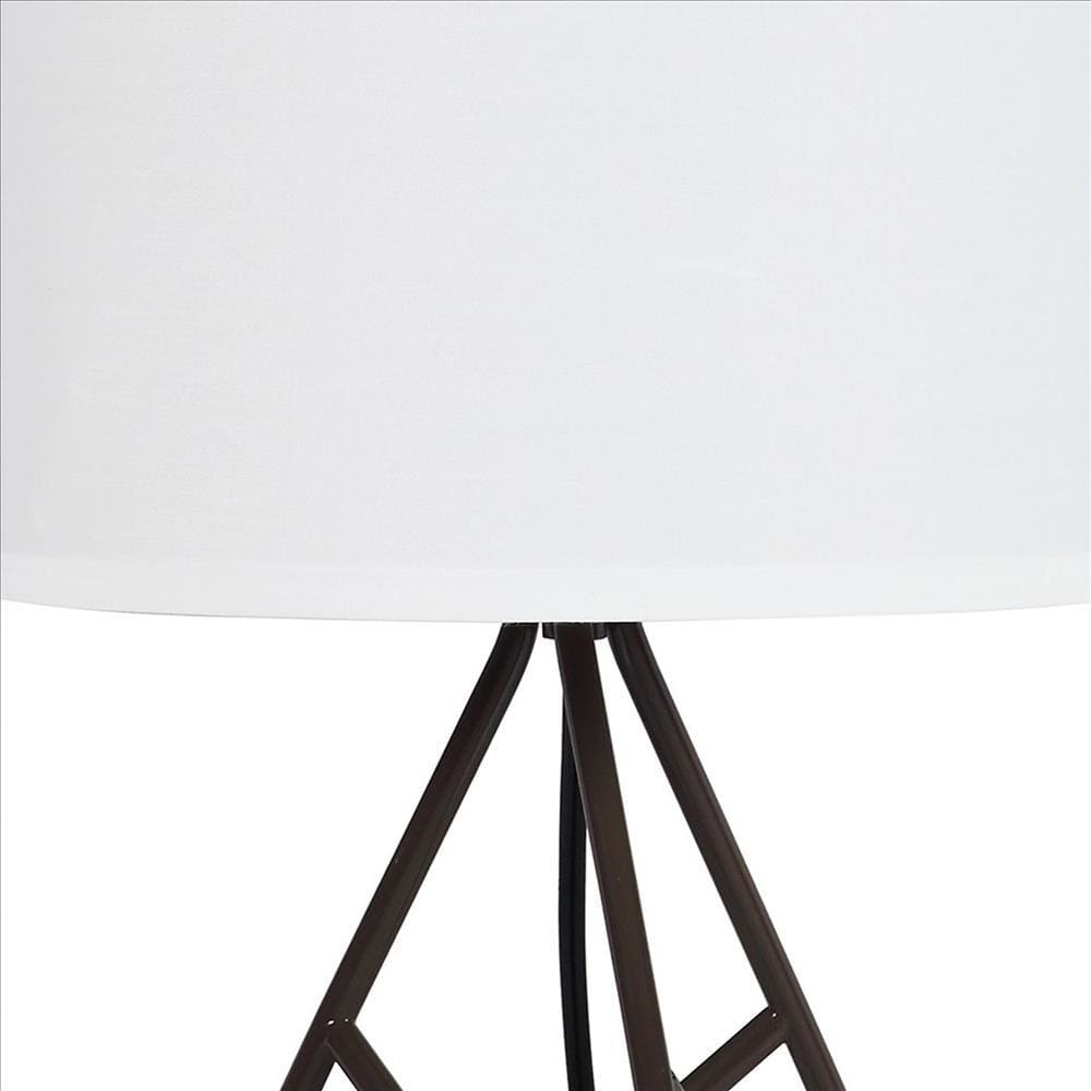 Angled Hairpin Base Metal Table Lamp with Fabric Shade Black