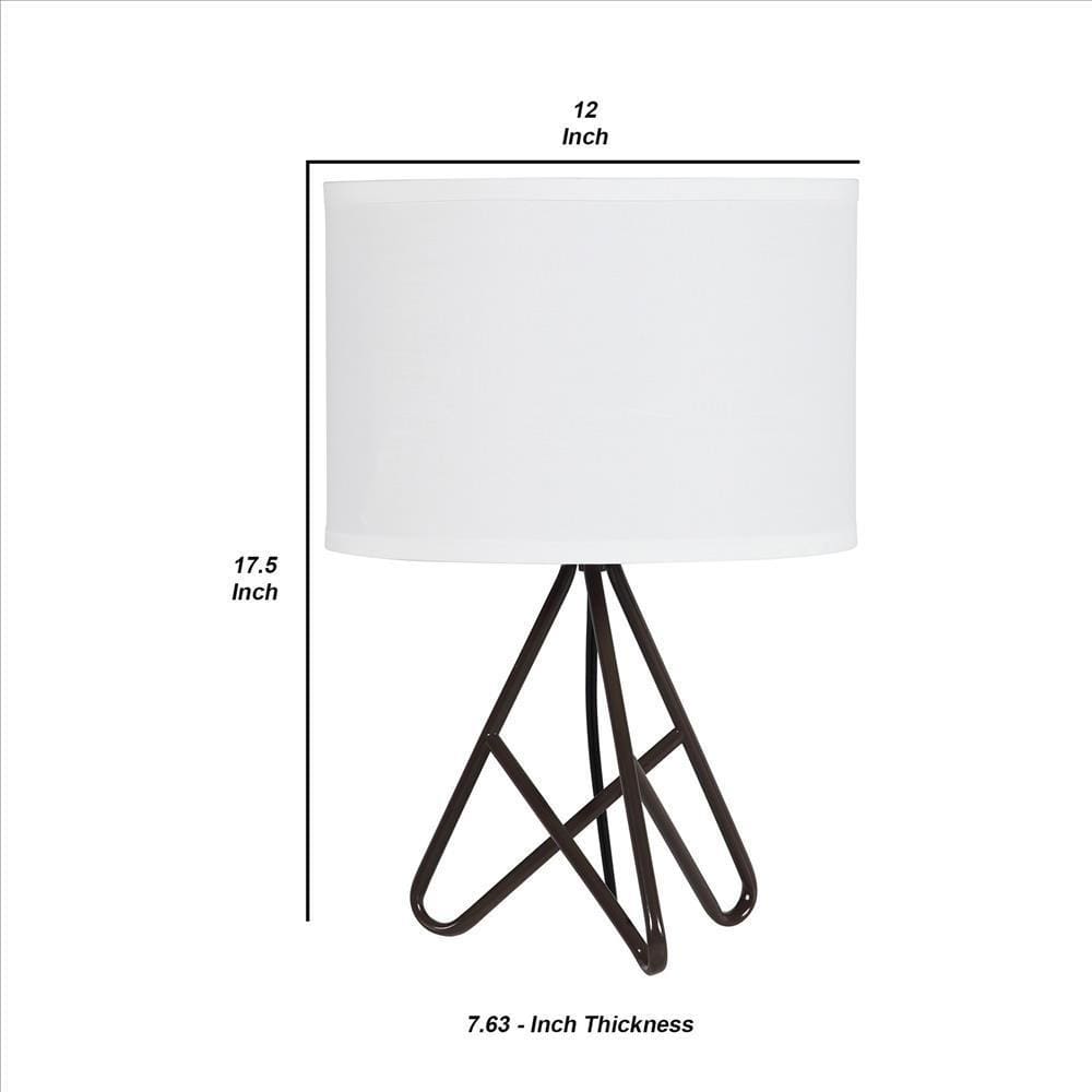 Angled Hairpin Base Metal Table Lamp with Fabric Shade Black