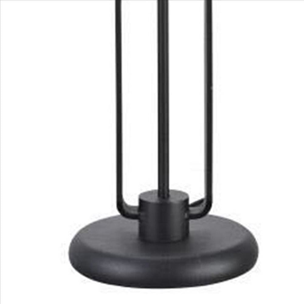 Cage Design Shade Metal Table Lamp with Pull Chain Switch Black