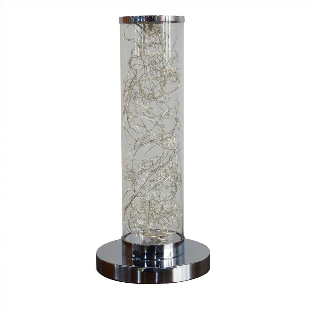 Column Table Lamp with Integrated Multicolored LED Clear