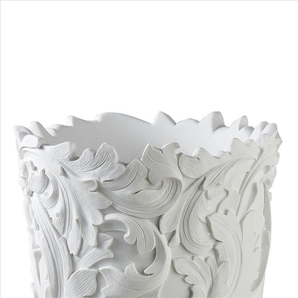 Decor Vase With Baroque Scroll Design White