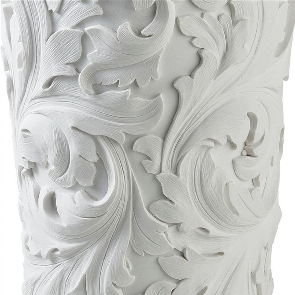 Decor Vase With Baroque Scroll Design White