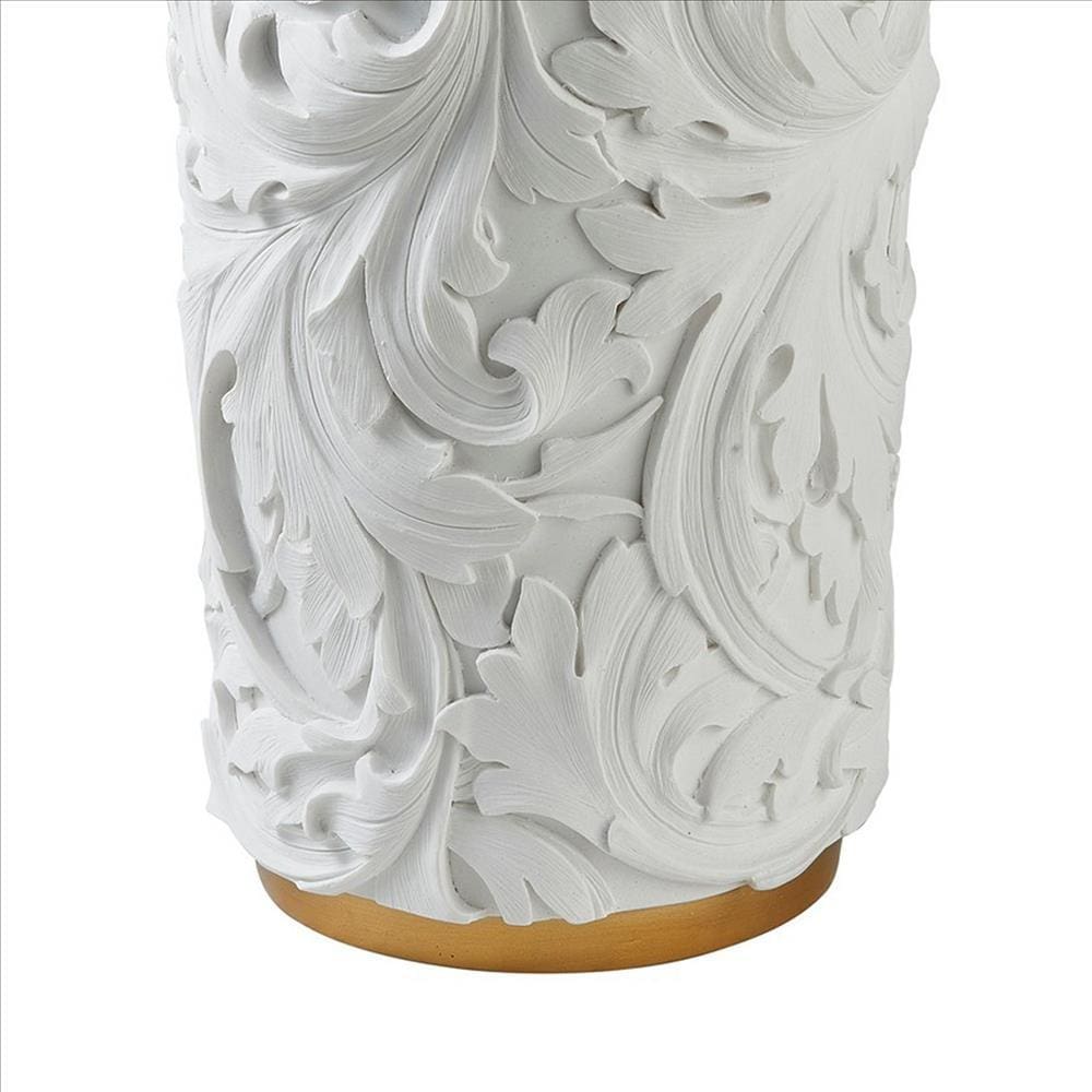 Decor Vase With Baroque Scroll Design White