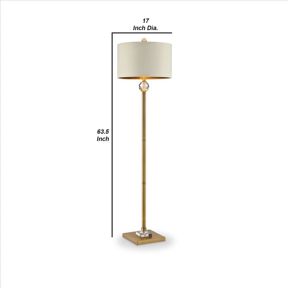 Floor Lamp With Crystal Orb And Metal Stalk Support Gold