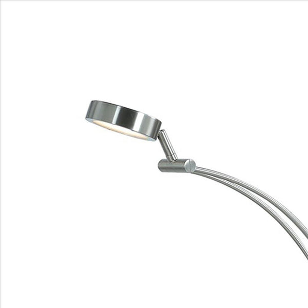 Floor Lamp With Metal Tube Design Body And Adjustable Head Silver