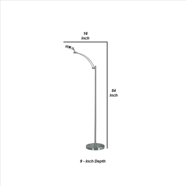 Floor Lamp With Metal Tube Design Body And Adjustable Head Silver