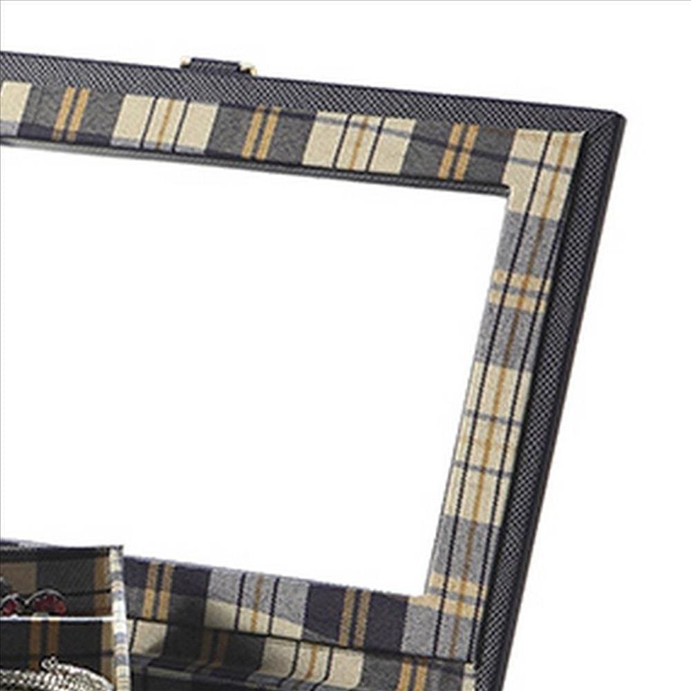 Jewelry Case with Multiple Slots and Removable Watch Cushions Black