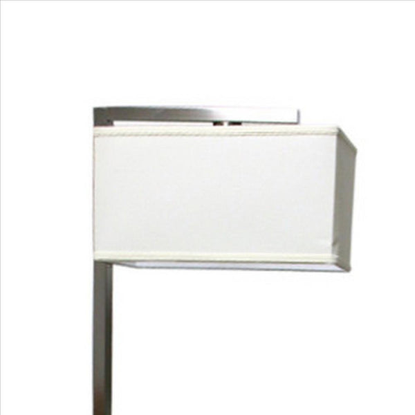 Metal Frame Support Floor Lamp With Hanging Rectangular Shade Silver