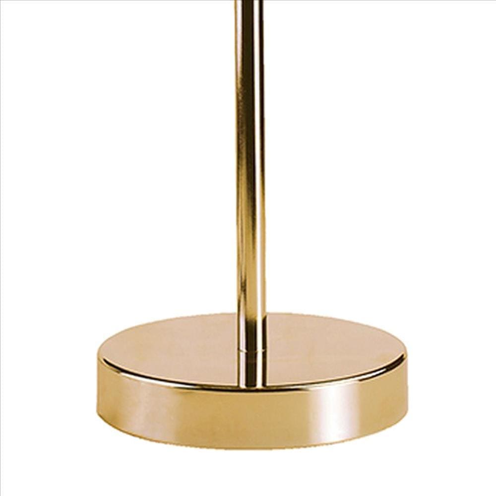 Metal Stalk Design Table Lamp with Hanging Crystals Shade Gold