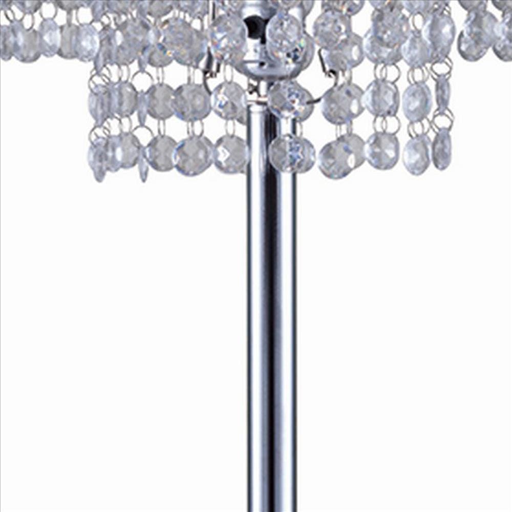 Metal Table Lamp with Hanging Acrylic Beads and USB Plugin Silver
