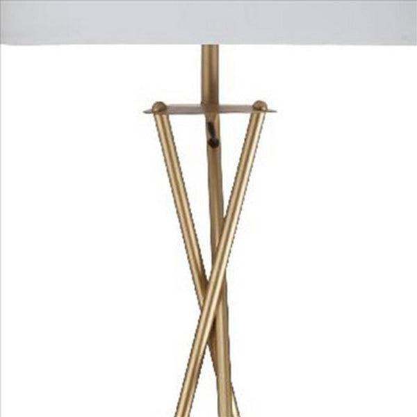Metal Tripod Legs Floor Lamp With Rotary Switch Gold