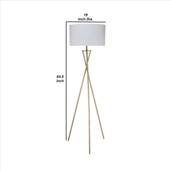 Metal Tripod Legs Floor Lamp With Rotary Switch Gold