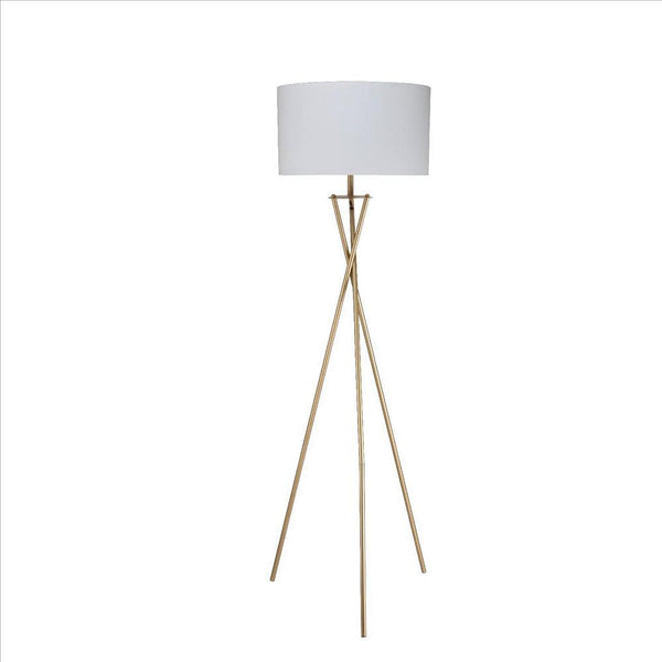 Metal Tripod Legs Floor Lamp With Rotary Switch Gold