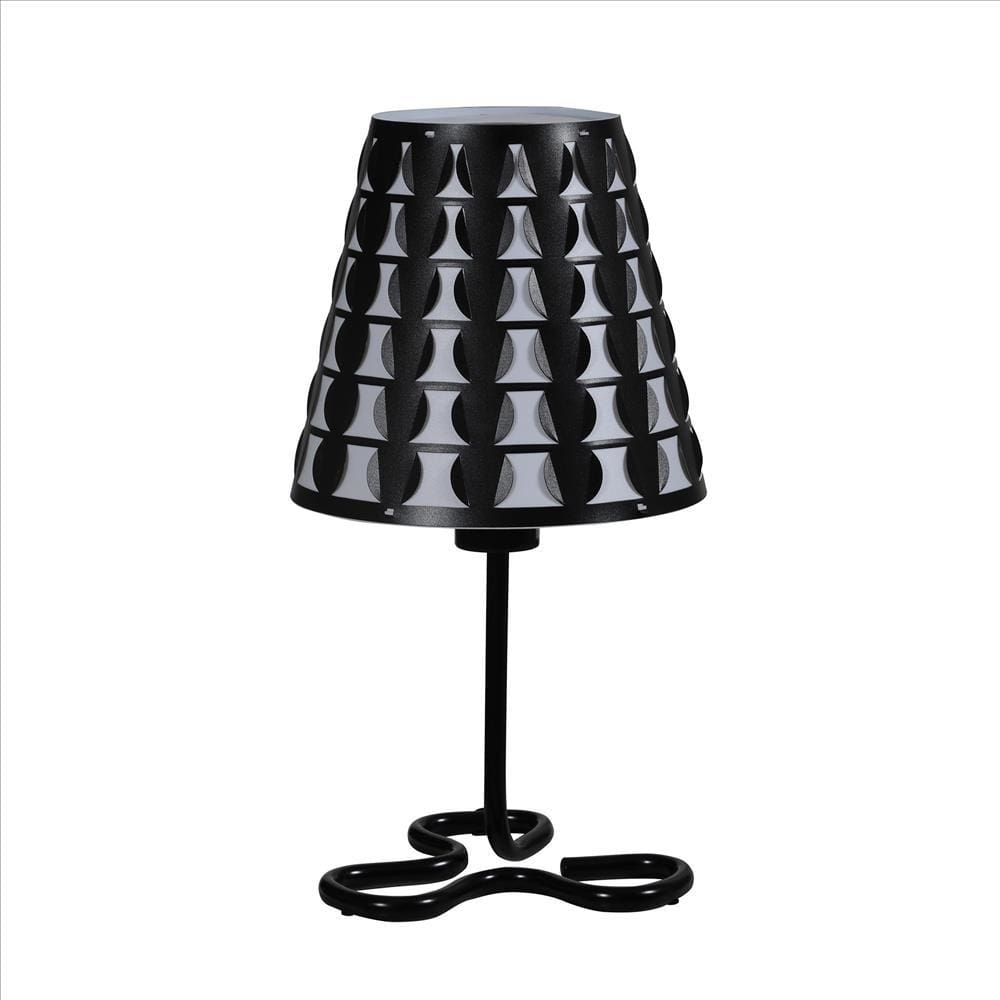 Plastic Shade Metal Table Lamp with Open Clover Base Black