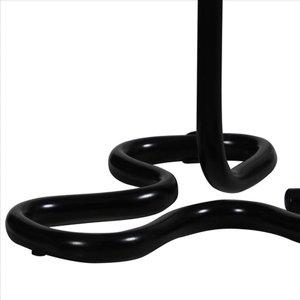 Plastic Shade Metal Table Lamp with Open Clover Base Black